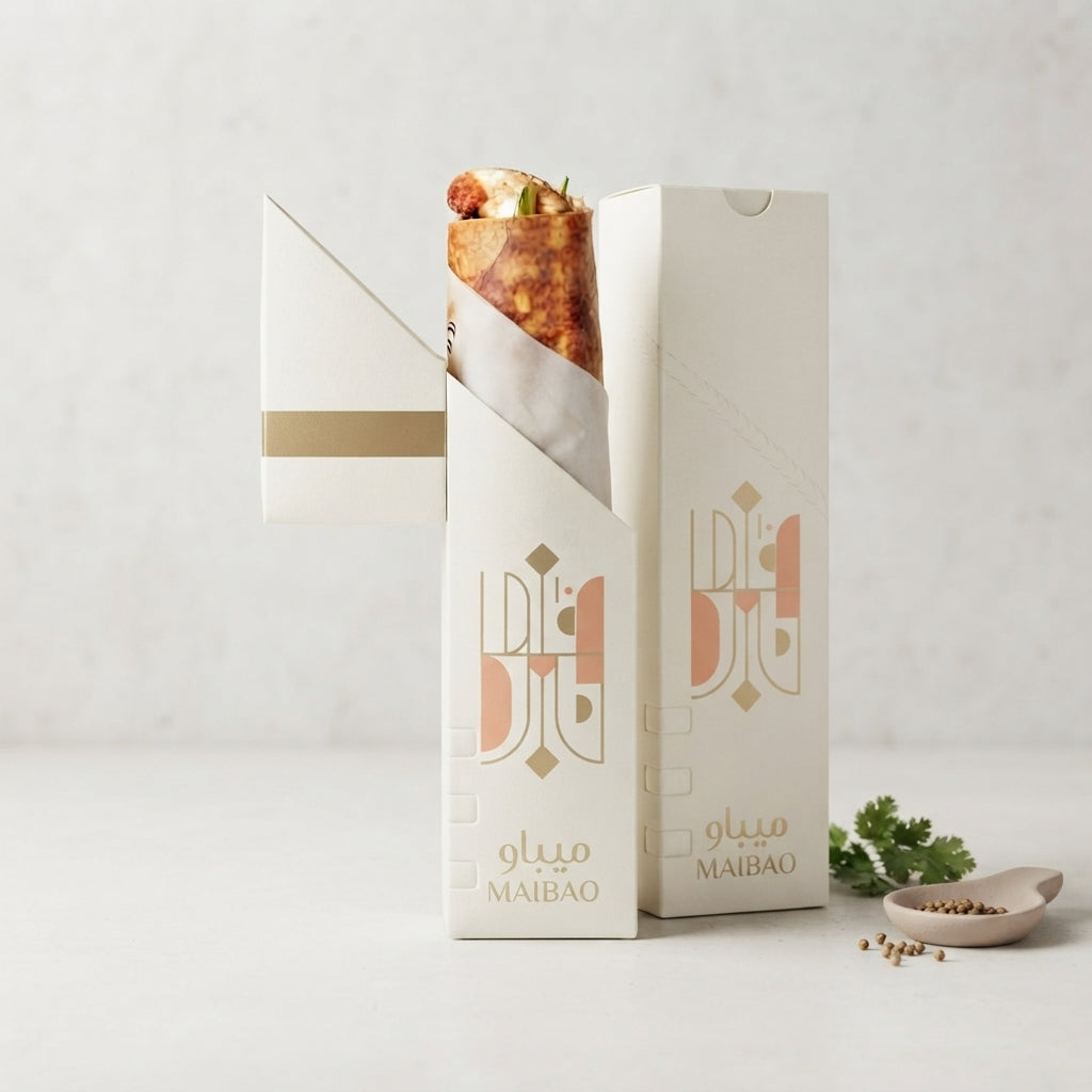 Custom Takeaway Shawarma Kebab Wrap Box with Easy-Tear Strip