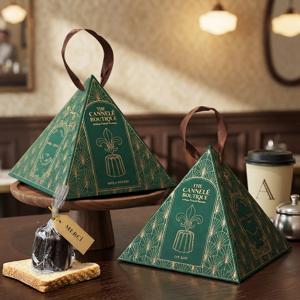 Custom Takeaway Small Pyramid Box for Bakery and Pastry