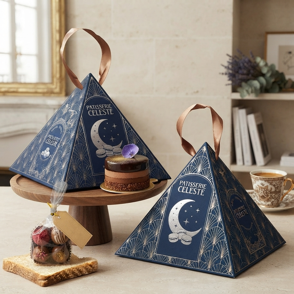 Custom Takeaway Small Pyramid Box for Bakery and Pastry