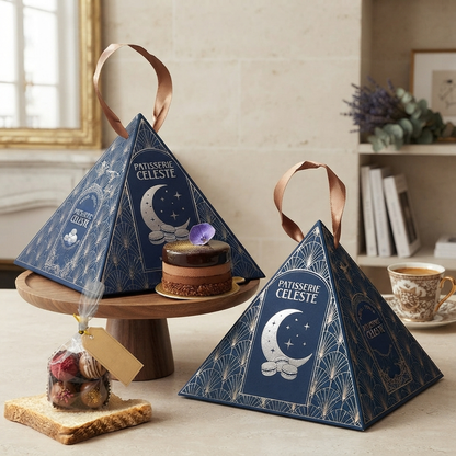 Custom Takeaway Small Pyramid Box for Bakery and Pastry