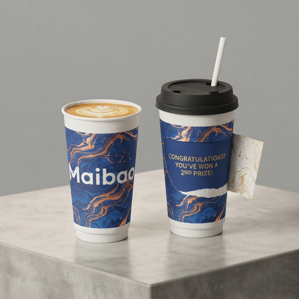Custom Tear Peel-to-Reveal Paper Cup