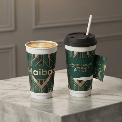 Custom Tear Peel-to-Reveal Paper Cup