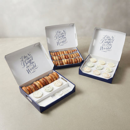 Custom Bagel Catering Box with Cream Cheese Cup Insert