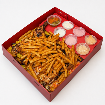 Custom Printed Compartmentalized Meal Box with Handle and Sauce Tray