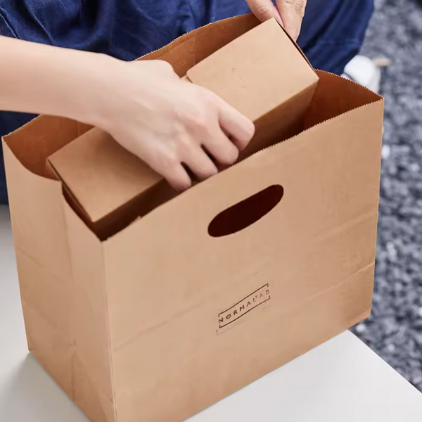 Wholesale Food Grade Kraft Take Away Food Die Cut Paper Bag Packaging with Logo - Fastfoodpak