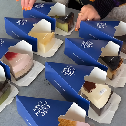 Customizable Slide Out Bottom Card Individual Cake Slice Boxes