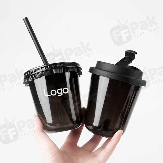 Customize Bubble Tea Milk Ice Cream U Cup 12 oz Milk Tea Plastic Cup with Dome Lids Custom Printed Boba Cup U Shape - Fastfoodpak