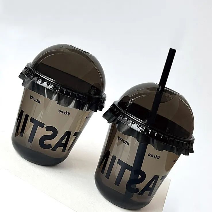 Customize Bubble Tea Milk Ice Cream U Cup 12 oz Milk Tea Plastic Cup with Dome Lids Custom Printed Boba Cup U Shape - Fastfoodpak