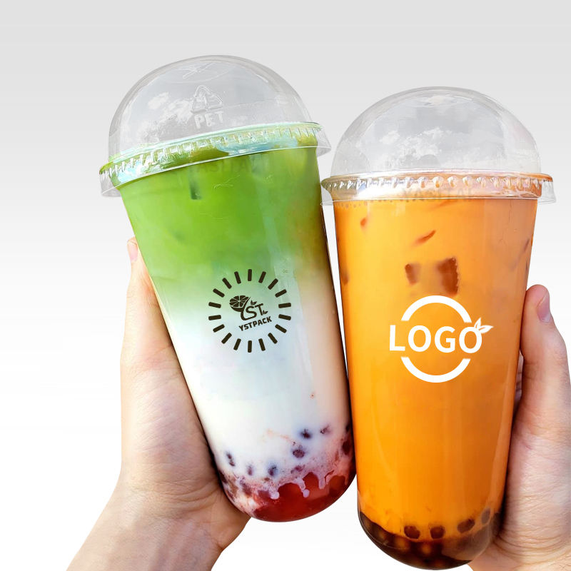 Customize Bubble Tea Milk Ice Cream U Cup 12 oz Milk Tea Plastic Cup with Dome Lids Custom Printed Boba Cup U Shape - Fastfoodpak