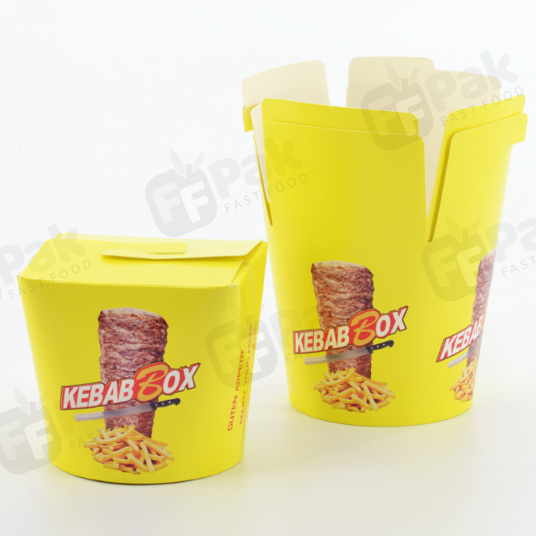 Customized Logo Disposable Kraft Paper Lunch Pasta Rice Food Chinese Noodle Takeaway Kebab Doner Box - Fastfoodpak