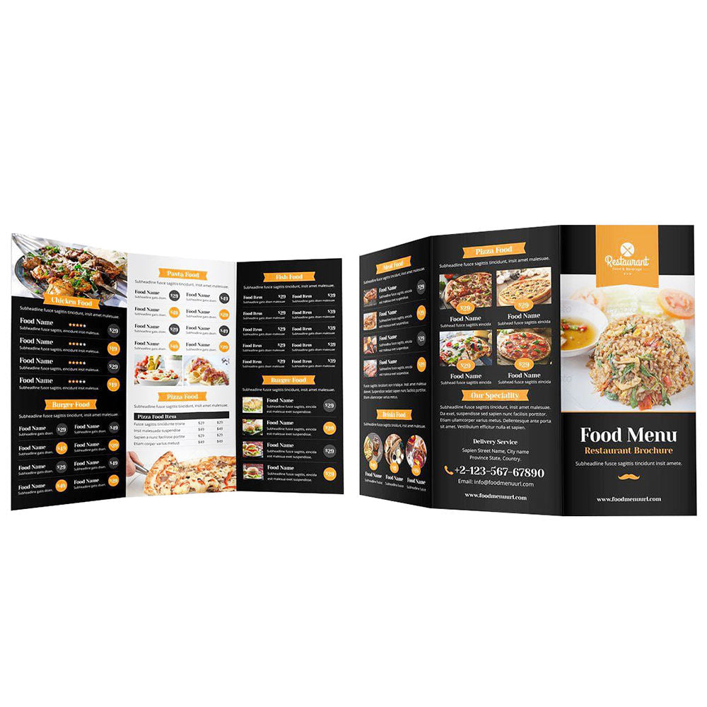 Customized Printed Flyer Trifold Brochure Instruction Manual Advertising Leaflet Takeout Menu Poster Printing - Fastfoodpak