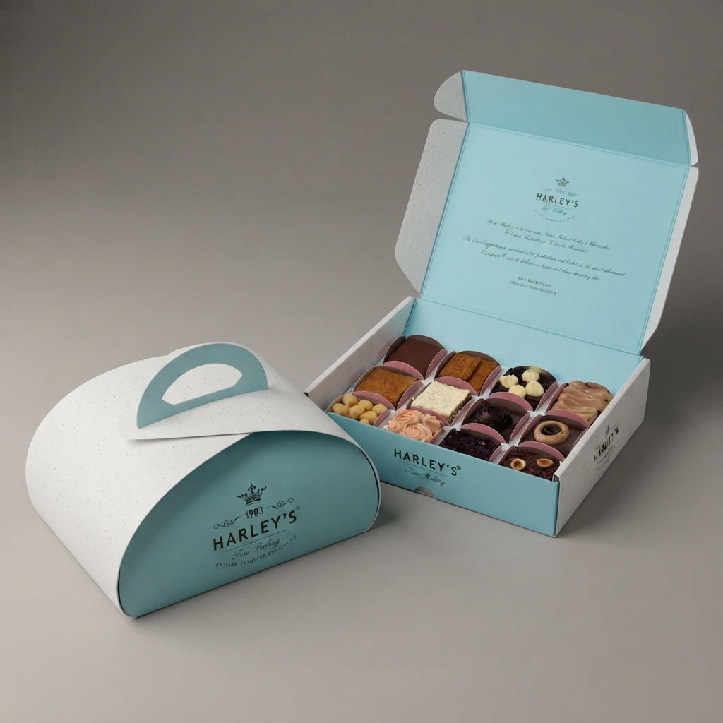 Customized Printed Takeout Divided Pastry Bakery Box with Built-In Handle