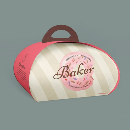 Customized Printed Takeout Divided Pastry Bakery Box with Built-In Handle