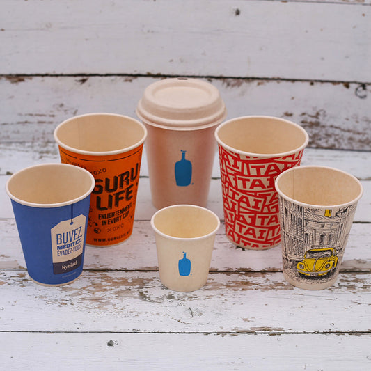 100% Compostable Custom Logo Printed Disposable Cup Pla Coating Bagasse Paper Cup