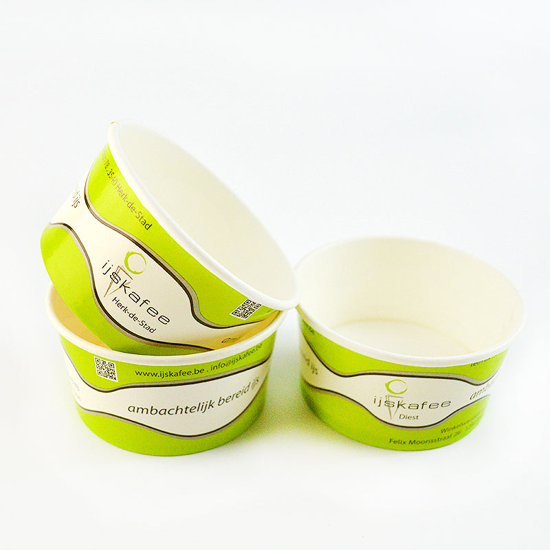 Copa de helado de papel desechable compostable impresa personalizada