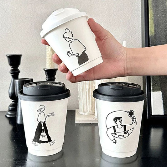 White Coffee Cups With Lids for Hot Drink Service