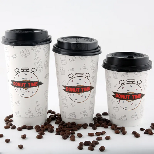 Custom Paper Coffee Cups Double Wall Coffee Paper Cups With Lids Disposable Cups Disposable Coffee Cups With Lids - Fastfoodpak
