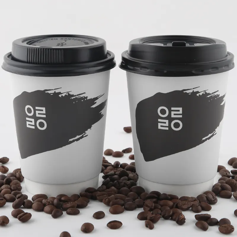 Custom Paper Coffee Cups Double Wall Coffee Paper Cups With Lids Disposable Cups Disposable Coffee Cups With Lids