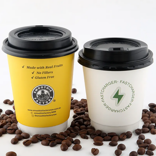 Custom Paper Coffee Cups Double Wall Coffee Paper Cups With Lids Disposable Cups Disposable Coffee Cups With Lids - Fastfoodpak