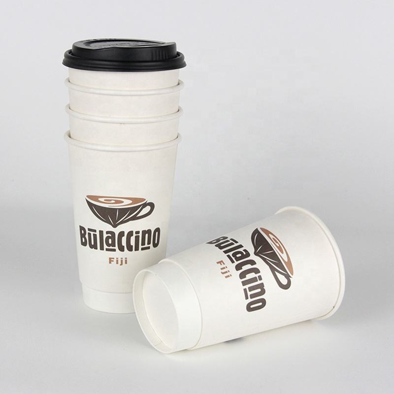 Eco Friendly Wholesale Disposable PLA Coated Double Wall Factory Made Coffee Paper Cups with Lid - Fastfoodpak