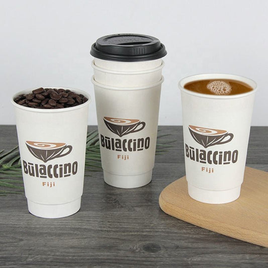 Eco Friendly Wholesale Disposable PLA Coated Double Wall Factory Made Coffee Paper Cups with Lid - Fastfoodpak