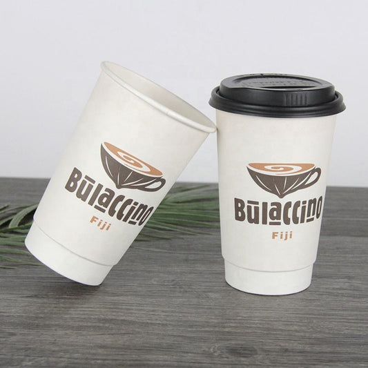 Eco Friendly Wholesale Disposable PLA Coated Double Wall Factory Made Coffee Paper Cups with Lid - Fastfoodpak