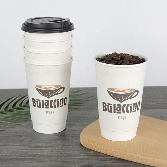 Eco Friendly Wholesale Disposable PLA Coated Double Wall Factory Made Coffee Paper Cups with Lid - Fastfoodpak