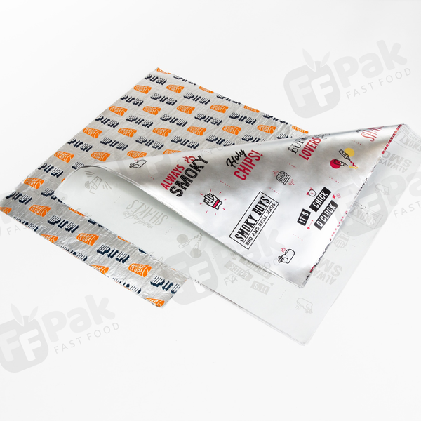 Custom Design Logo Printing Greaseproof Oil Proof Shawarma Burger Wrapping Paper Wax Foil Paper for Food - Fastfoodpak