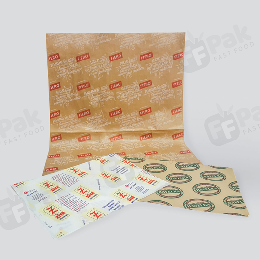 Custom Logo Design Food Safe Grade Burger Paper Greaseproof Meat Wrapping Wax Coated Paper