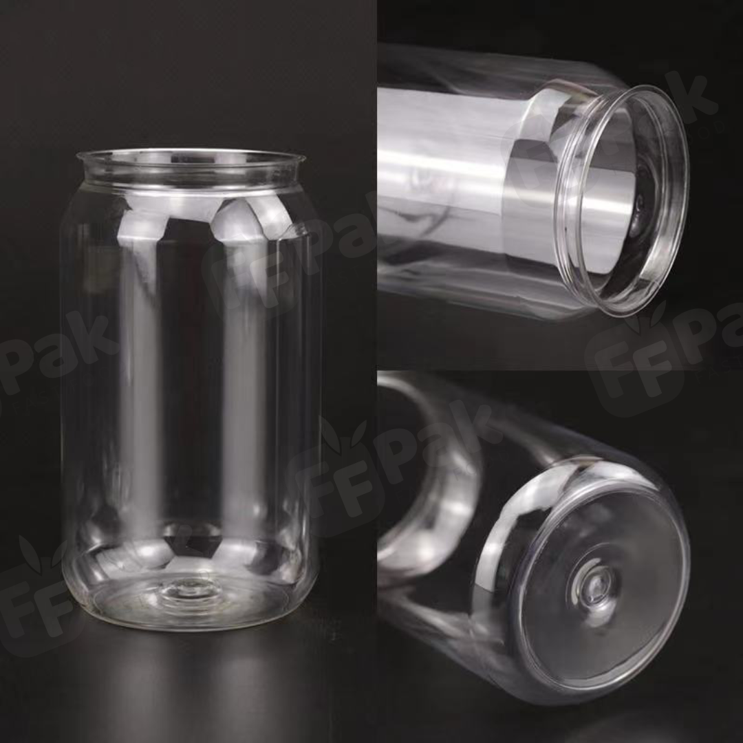 Custom Logo PET Pop Can PET Bottle Plastic Packing Cans For  Coffee Boba Bubble Tea Cold Drinks