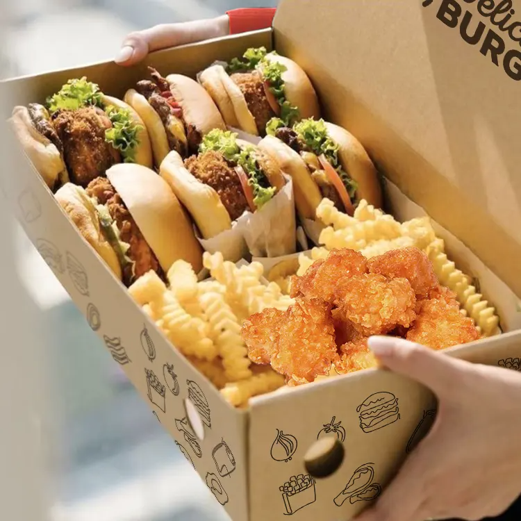 Boîte de burger de papier d'emballage de Bamburger de carton de catégorie comestible jetable faite sur commande