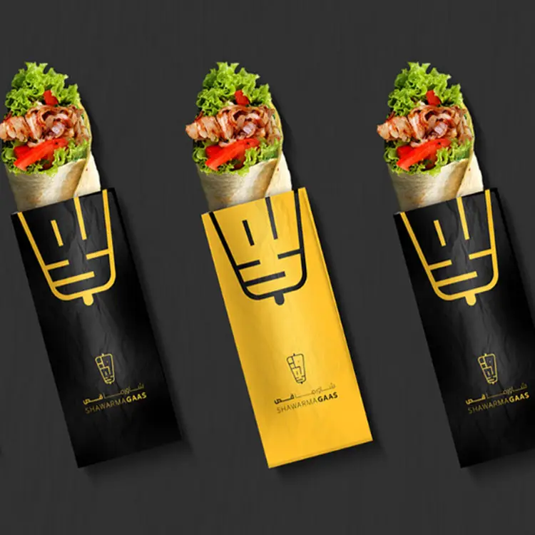 Shawarma Packing Paper Custom Logo Free Design To Go Disposable Takeaway Paper Shawarma Box ...