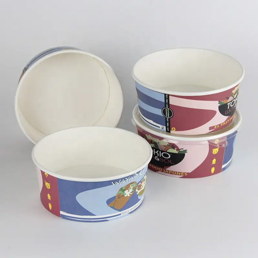 Disposable Food Container Waterproof Grease Proof Kraft Paper Soup Bowl with Paper Lid - Fastfoodpak