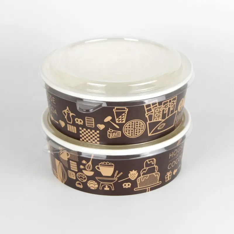 Empaquetado amistoso biodegradable de la caja de ensalada del cuenco de la taza de sopa del papel de la cartulina del papel de Kraft de Eco