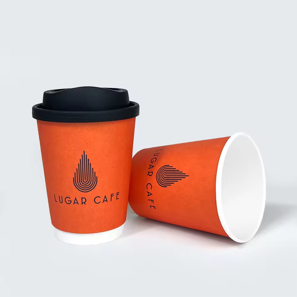 Custom Paper Coffee Cups Double Wall Coffee Paper Cups With Lids Dispo ...