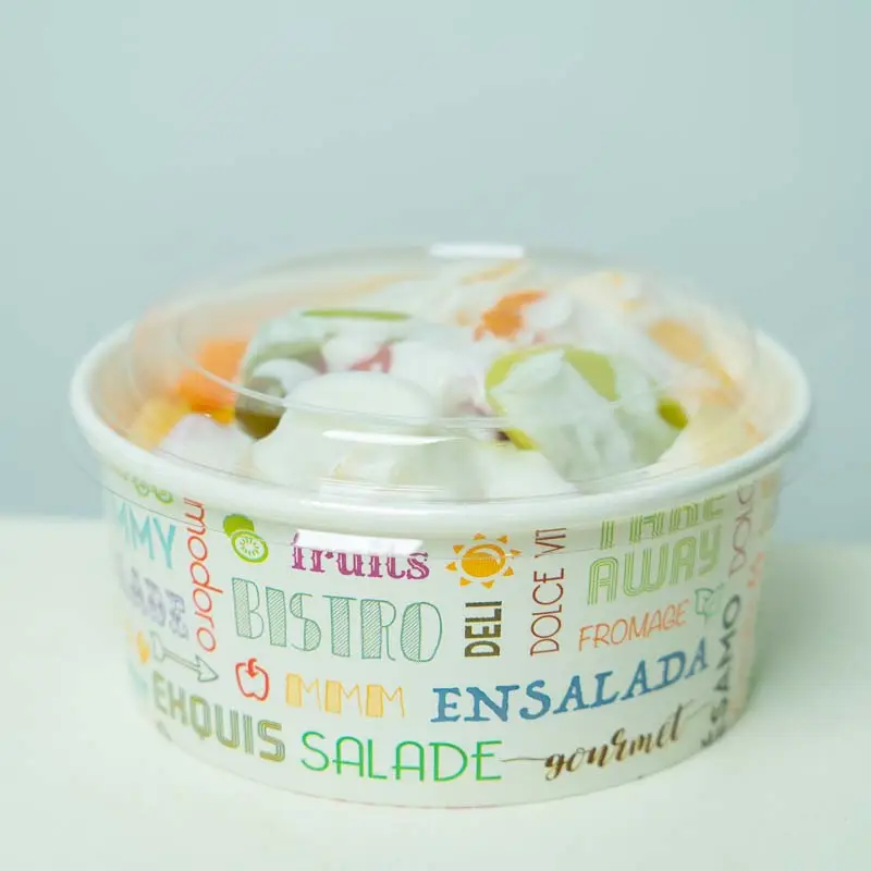Customized Logo Take Away To Go Craft Paper Bowl Salad Bowl Fruit Vegetable Packaging
