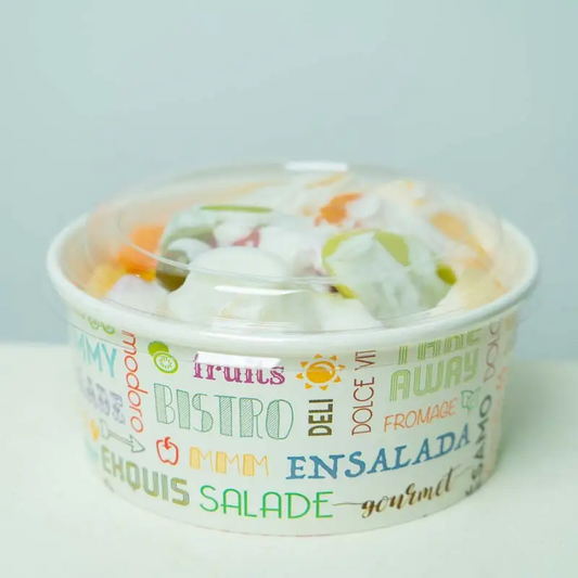 Logotipo personalizado Take Away To Go Craft Tazón de papel Ensaladera Empaquetado de frutas y verduras