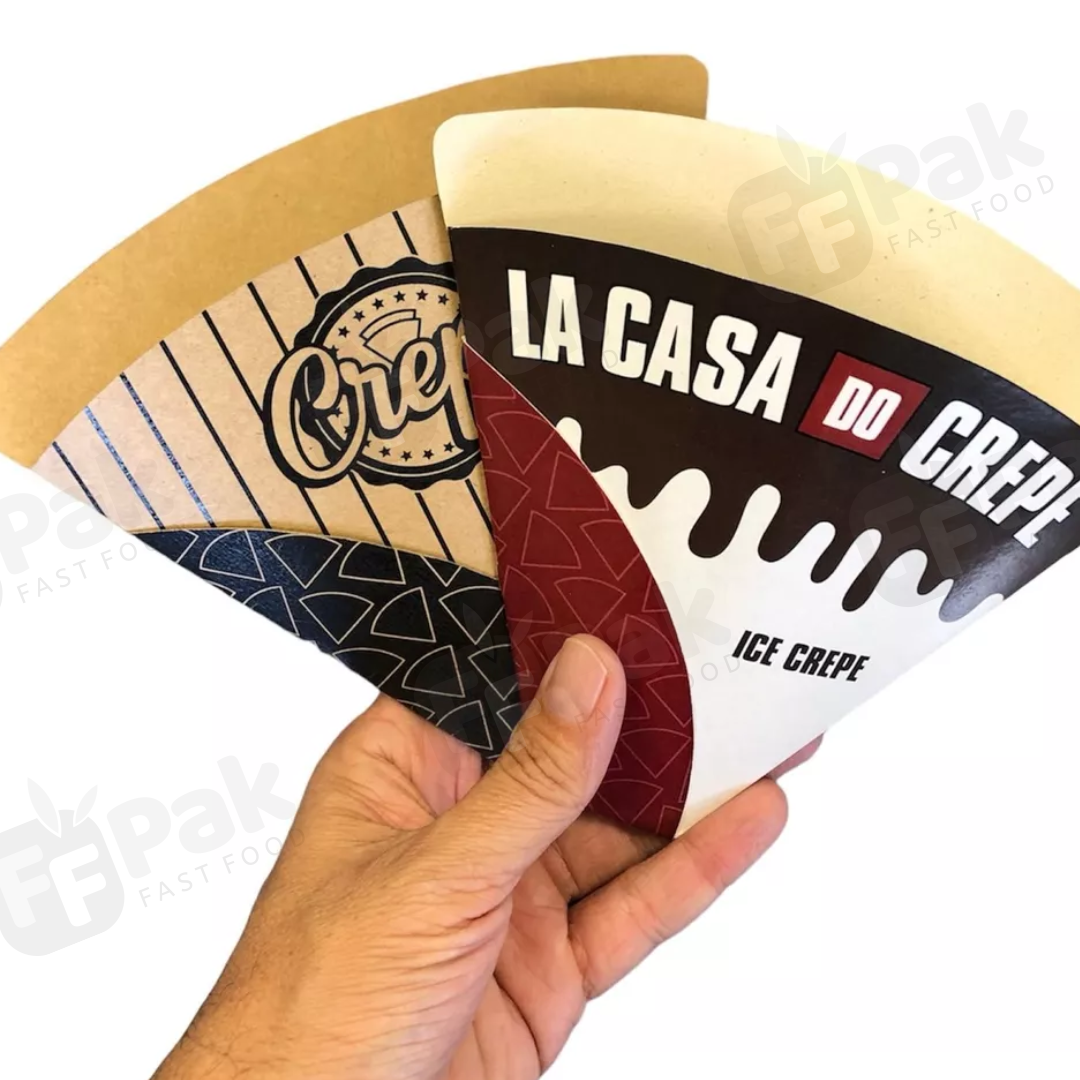Logo Printed Custom Bubble Waffle Crepes Box Paper Holder Cone Container Churros Packaging Boxes Wax Coated Paper - Fastfoodpak