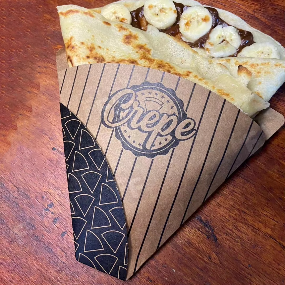 Logo Printed Custom Bubble Waffle Crepes Box Paper Holder Cone Container Churros Packaging Boxes Wax Coated Paper - Fastfoodpak
