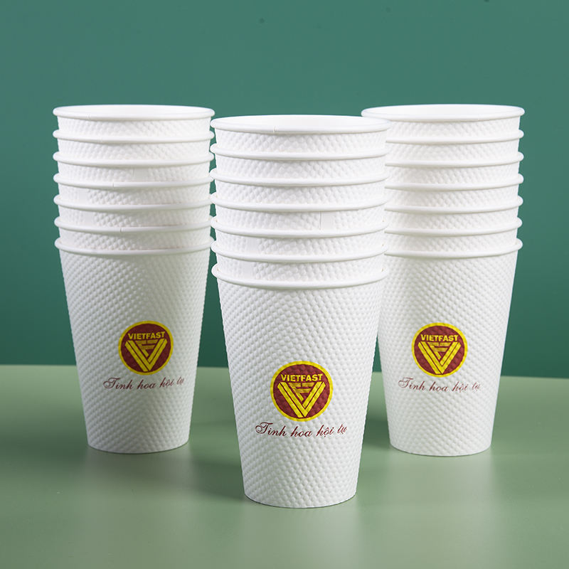 Food Grade Paper Cup Custom Embossed Ripple Wall Disposable Coffee ...