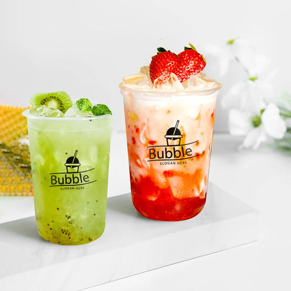12oz 16oz 32oz PET Custom Logo Disposable U Shape Clear Plastic Takeaway Coffee Cup with Sealing Film and Dome Lids - Fastfoodpak