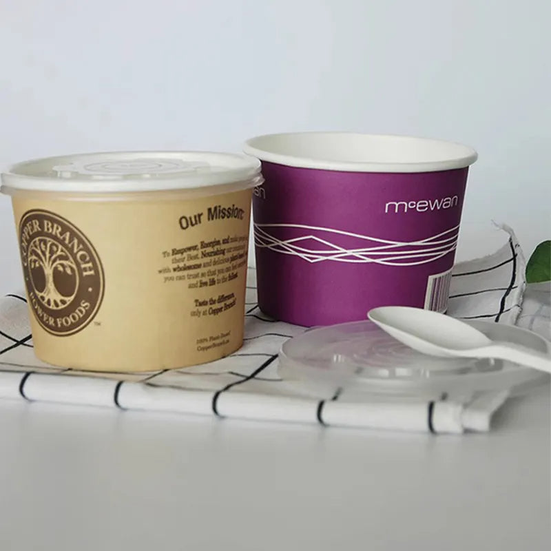 Bols à soupe chauds en papier kraft respectueux de l'environnement avec couvercle ventilé