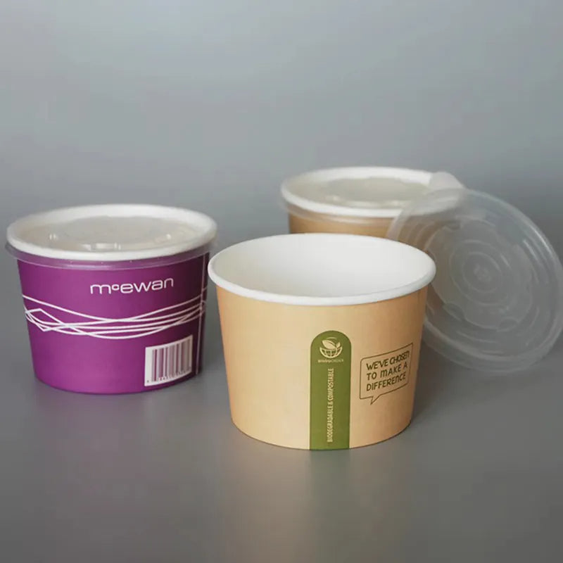 Bols à soupe chauds en papier kraft respectueux de l'environnement avec couvercle ventilé