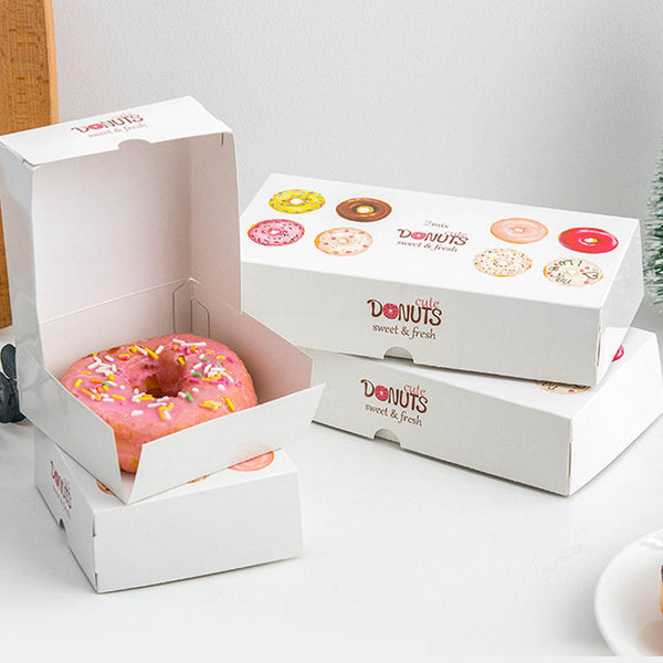 Personalized Donut Paper Box Custom Printed Wholesale Food Doughnut Cake Box - Fastfoodpak