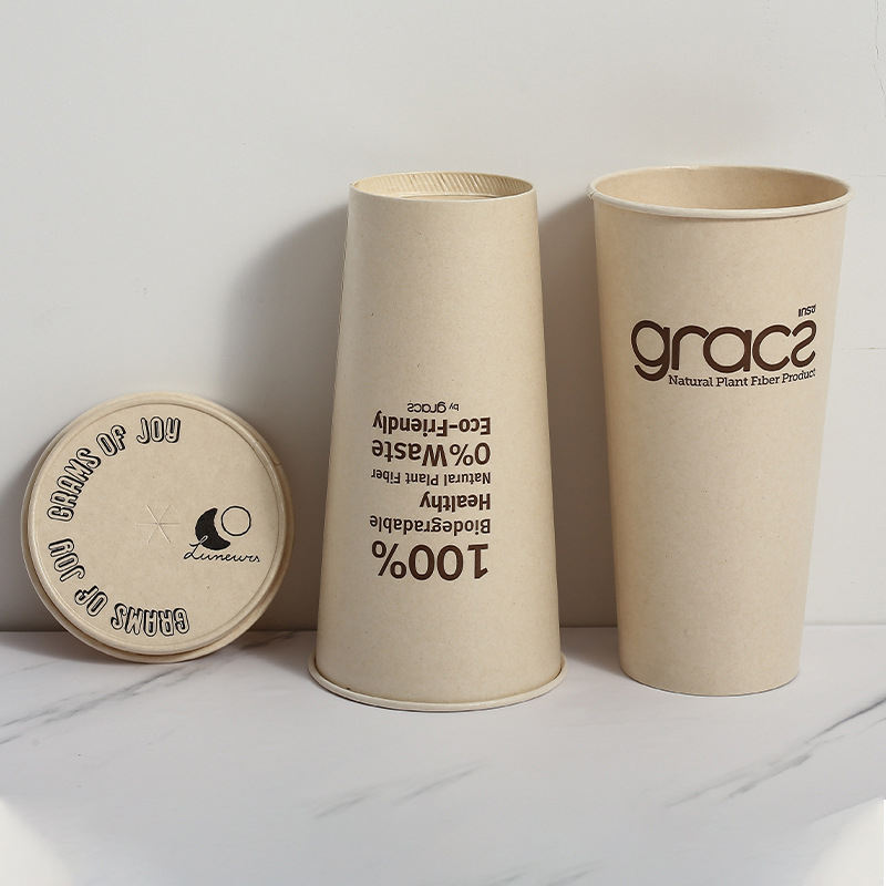 Tasse de papier à paroi simple compostable faite sur commande d'impression de Flexo pour le thé de lait de milkshake