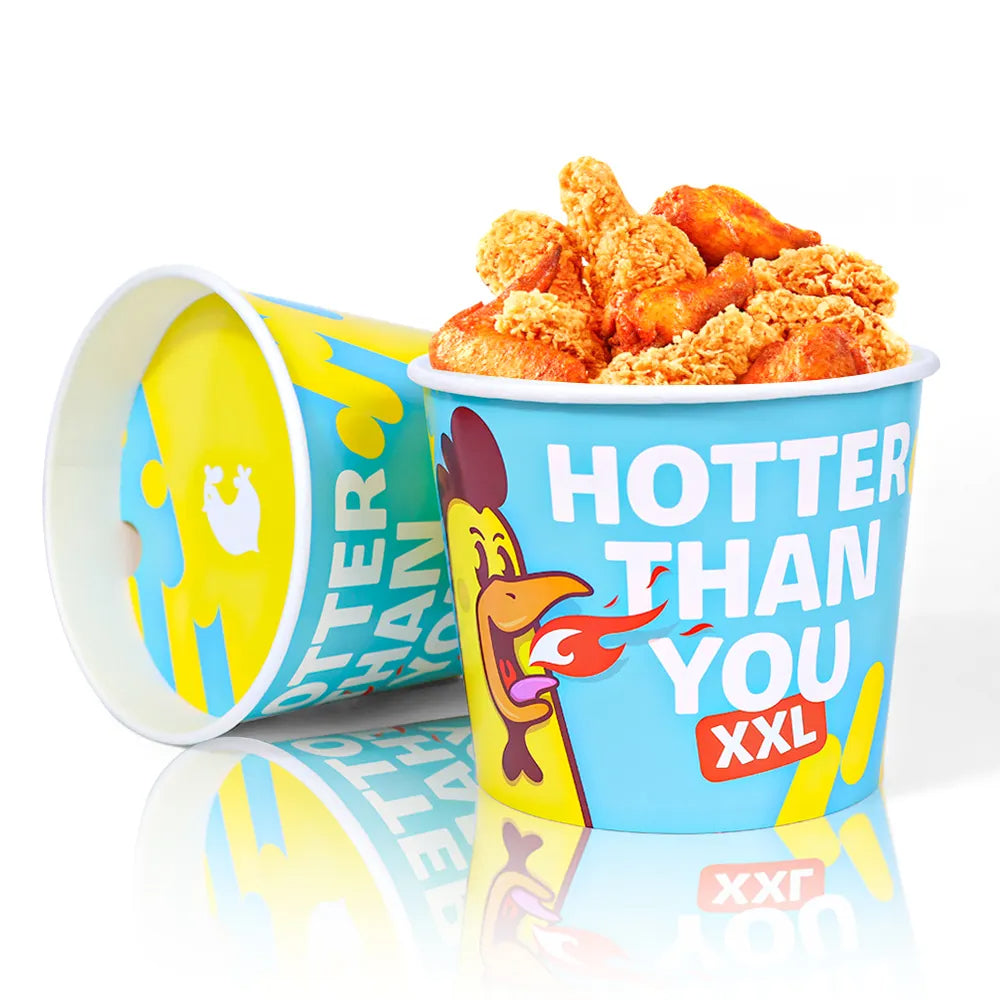 Factory Directly Paper Fried Chicken Bucket with Lid Custom Logo Disposable 32oz 64oz 85oz 130oz