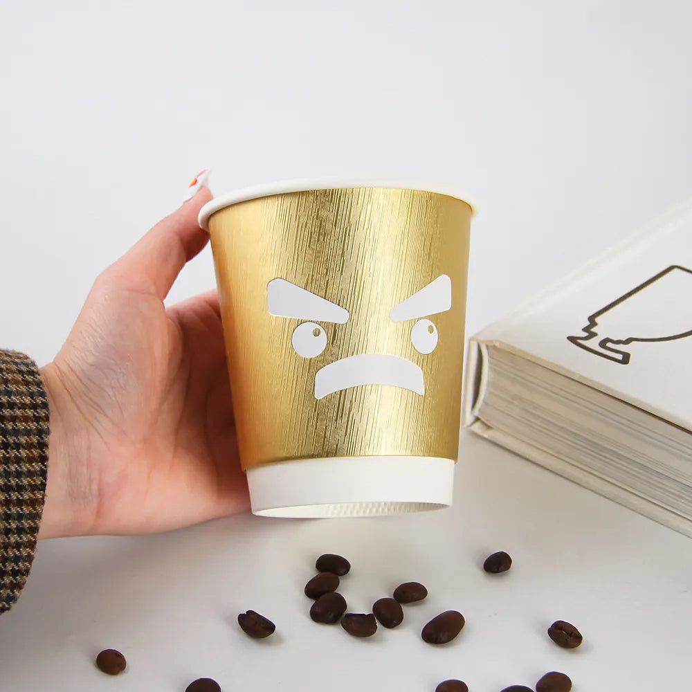 Custom Printed Double/single/ripple Wall Paper Cup 3d Embossed Gold ...