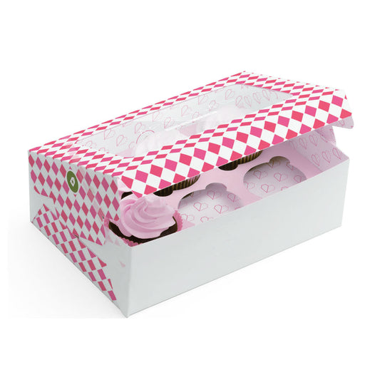 Custom Wholesale Custom printed Logo Pink Donut Cake Pastry Bakery Cupcake Box Packaging With Window