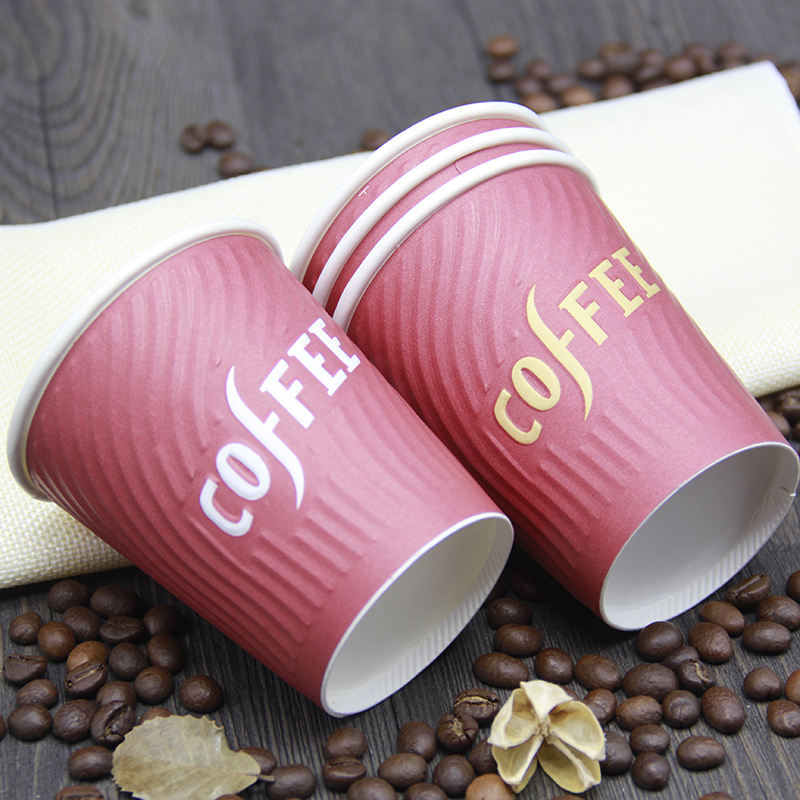 Food Grade Paper Cup Custom Embossed Ripple Wall Disposable Coffee ...