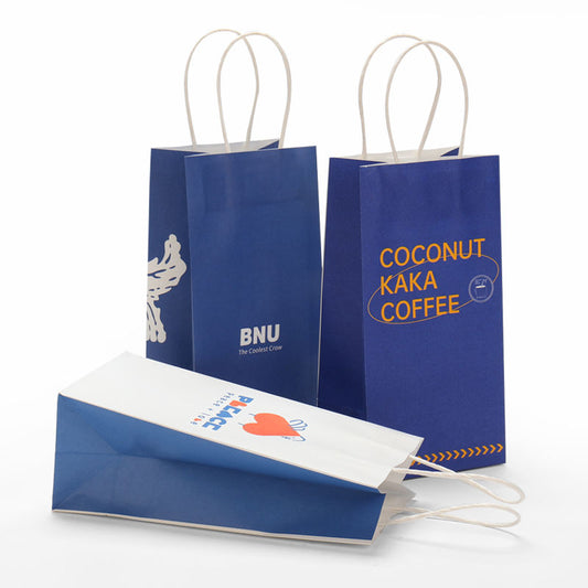Custom Printed Paper bag Take away Shopping White Brown Bolsa De Papel Kraft Paper Bag With Handle for Food